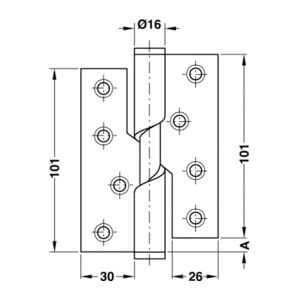 Hafele Yükselen menteşe p.çelik 304 101mm sol