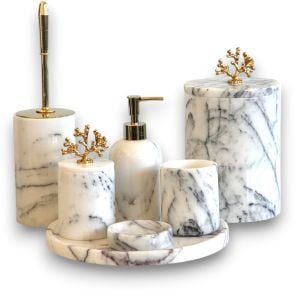 Mermer Banyo Setleri Leylak 7 Parçalı Mermer Banyo Seti