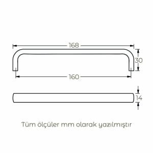 Hafele Mobilya Kulpu Umberto3 160mm Paslanmaz Çelik