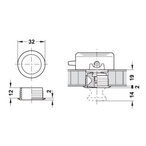 Hafele Rozet 19mm, Pirinç Renk
