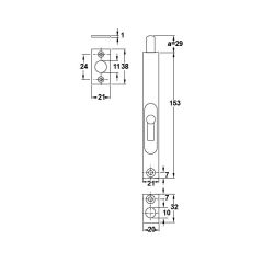 Hafele Bolt 07 Sürgü Mandallı P.Çelik Mat 153Mm