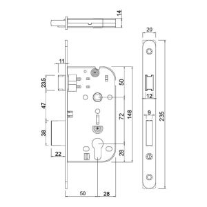 Hafele Çarpma Kapı Kilidi (Makaralı Kilit) Barelli Tip (PC) 20mm Parlak Pirinç Renk