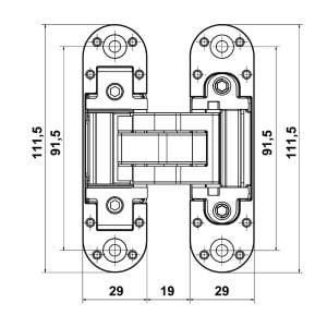Hafele Gizli Menteşe CDH 80C 100kg Parlak Pirinç