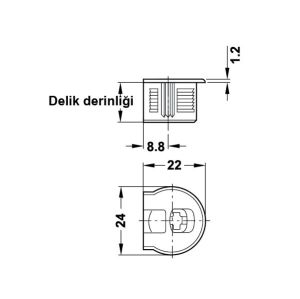 Hafele Rafix20 Gövde 16mm (100 Adet), Nikel