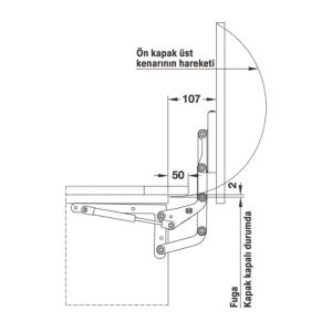 Hafele Kalkar Kapak Makas Donanımı 870mm, Gri Renk