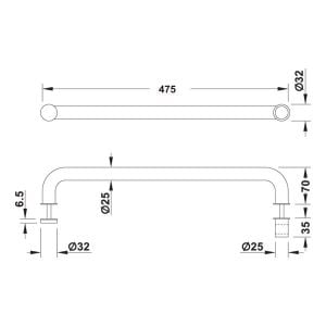 Hafele Yuvarlak Çekme Kol 450mm Parlak Krom Renk
