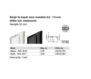 Hafele Mobilya Kapak Binisi Vidalı 2500mm, Beyaz Renk