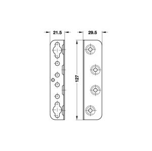 Hafele Çelik Karyola Bağlantı Elemanı 127mm, Krom Kaplama