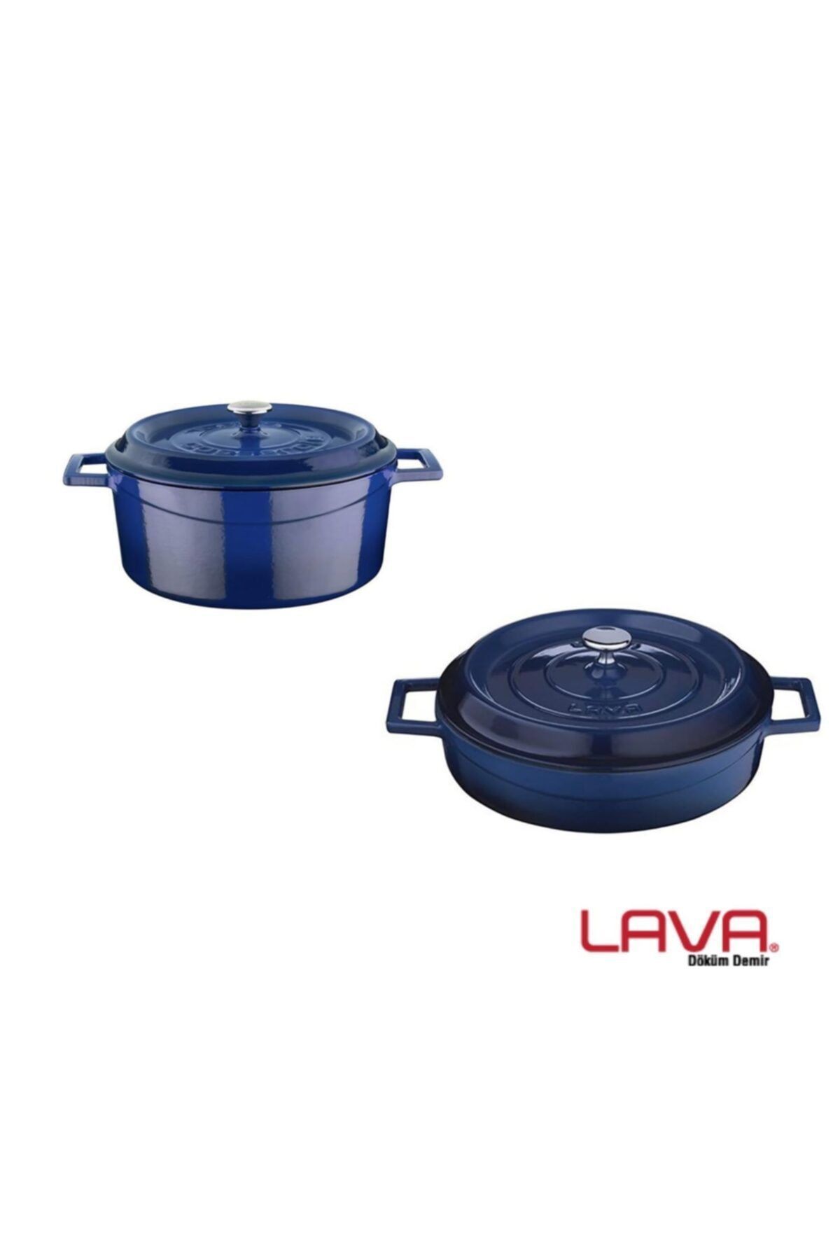 Lava Trendy Tencere Seti 2'li Mavi - 24 Cm Derin - 28 cm Yayvan