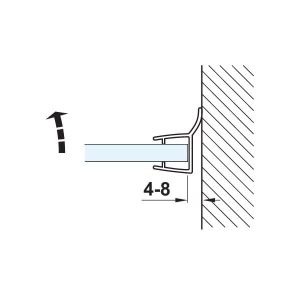 Hafele Cam Kapı Fitili Cam-Duvara-Zemin 8-10/2500mm