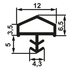 Hafele F03 Ortadan Basan Çatı Tipi Kapı Fitili 12mm, Kahve Renk