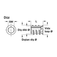 Hafele Dübel Zamak Galvaniz Havşa Başlı M6X13Mm