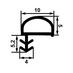 Hafele F01 Yandan Basan D Tipi Kapı Fitili 10mm, Siyah Renk