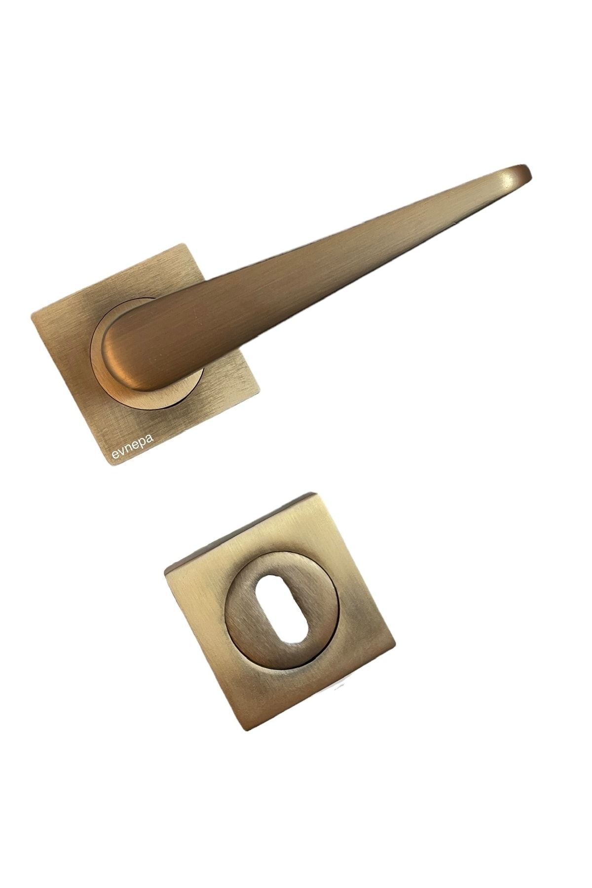 Kapı Kolu Antik Bronz Oda-WC Rozetli Tara