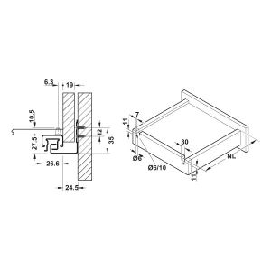 Hafele Gizli Ray Matrix Um A30, Tam Açılım Bas Aç 350mm