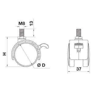 Hafele İkiz Tekerlek Frensiz M10xØ50x64mm