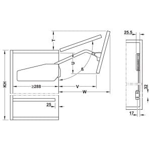 Hafele Free Fold Kalkar Katlanır Makas Seti 91-97cm/6,8-13,5kg, Antrasit Renk