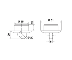 Hafele Rene04 Gömme Tekerlek Yumuşak Ø20x20mm, Siyah