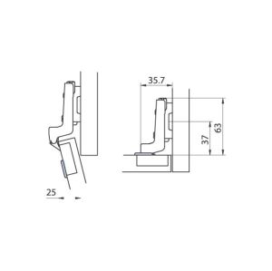 Hafele M.K. Tas menteşe Ydb 45/9,5 Dübelli,8mm