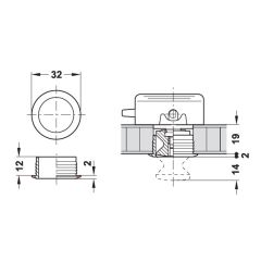 Hafele Plastik Rozet 19mm, Nikel Renk