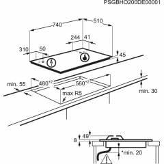 Electrolux KGG75362K Wok Gözlü Siyah Cam Ankastre Ocak