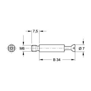 Hafele Minifix Mil 34/M6/7,5mm (100 Adet), Galvaniz