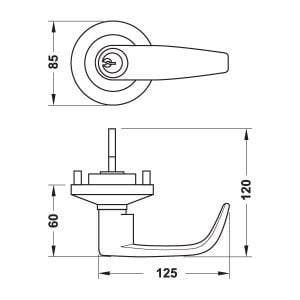 Hafele Esc Dış Müdahale Kolu 65-70mm, Mat P.Çelik Renk