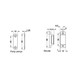 Hafele Mıknatıs 4-5kg 16x13,5x46mm, Kahve Renk
