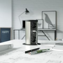 Hafele Priz Step 2 Bas Aç 2 Priz 2 Usb Mat Krom Renk