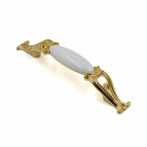 Giusti Kulp Seramik Metal Altın - Beyaz 96mm Dolap Kulpu GI.M81.00.00.096.GLG