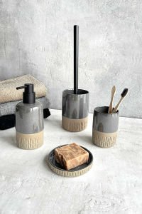 Primanova Troy 4'Lü Banyo Seti (Klozet Fırçası, Sıvı Sabunluk, Katı Sabunluk, Diş Fırçalık)