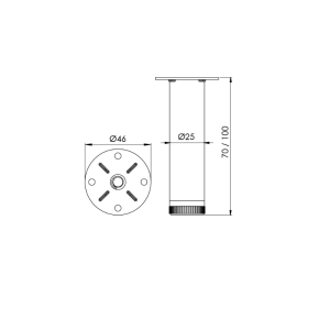 Hafele Bonny Yuvarlak Mobilya Ayağı 25x70mm, Mat Krom Renk