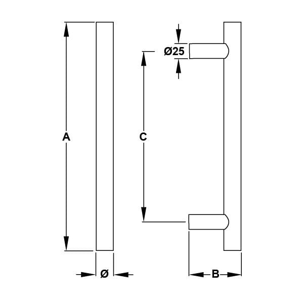 Hafele Çekme Kol Steven Ø30x1200mm Mat Siyah