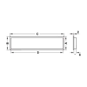 Hafele Menfez Dikdörtgen 42x170mm, Krom Renk