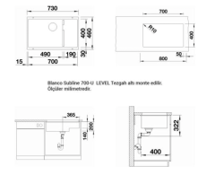 Blanco Subline 700-U Level Tezgah Altı Eviye Tartufo