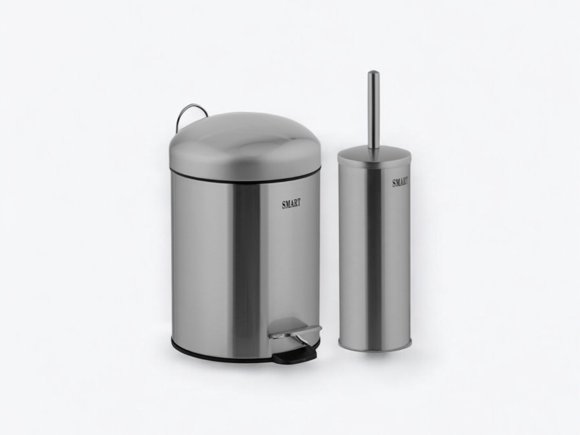 Smart Bombe Çöp Kova 5L Ve WC Fırça Seti İnox