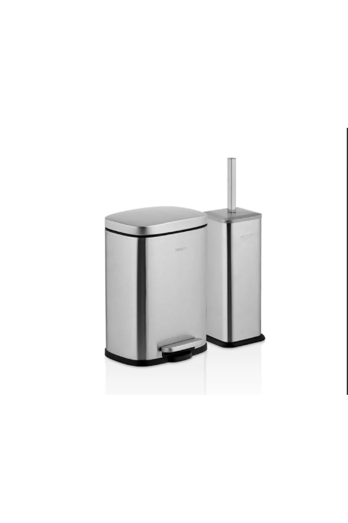 Smart Banyo Smart Pedallı Kare Çöp Kovası 5 Lt ve WC Fırça Seti Saten
