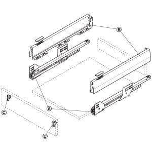 Hafele Çekmece Seti Bordürsüz 50'lik Vidalı Gri