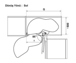 Hafele Lemans2 Sol Kiler Seti 50/60-75cm, Antrasit Renk