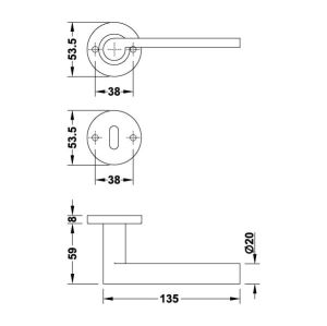 Hafele Kapı Kolu Seti Roland-Pro WC Mat Krom
