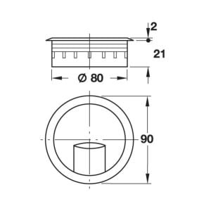 Hafele Kabel Plastik Kablo Kapağı Ø80mm, Paslanmaz Çelik Renk