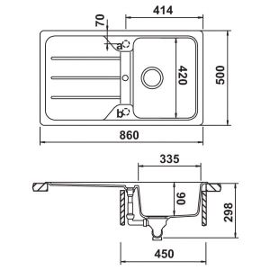 Hafele Elisa Granit Eviye 860x500mm, Beyaz Renk