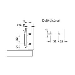Hafele Duomatıc SM I Taban Vidalı, 5mm / 3mm
