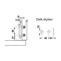 Hafele Duomatıv SM L Taban Dübelli, 10mm / 0mm