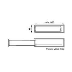 Hafele Nante Plus T.Altı Kiler,300Mm,G.Gri,Sol